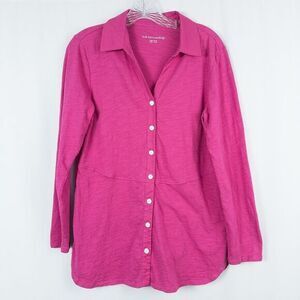 Soft Surroundings Pamplona Tunic Top Womens‎ Petite Small Pink Cotton Button Up